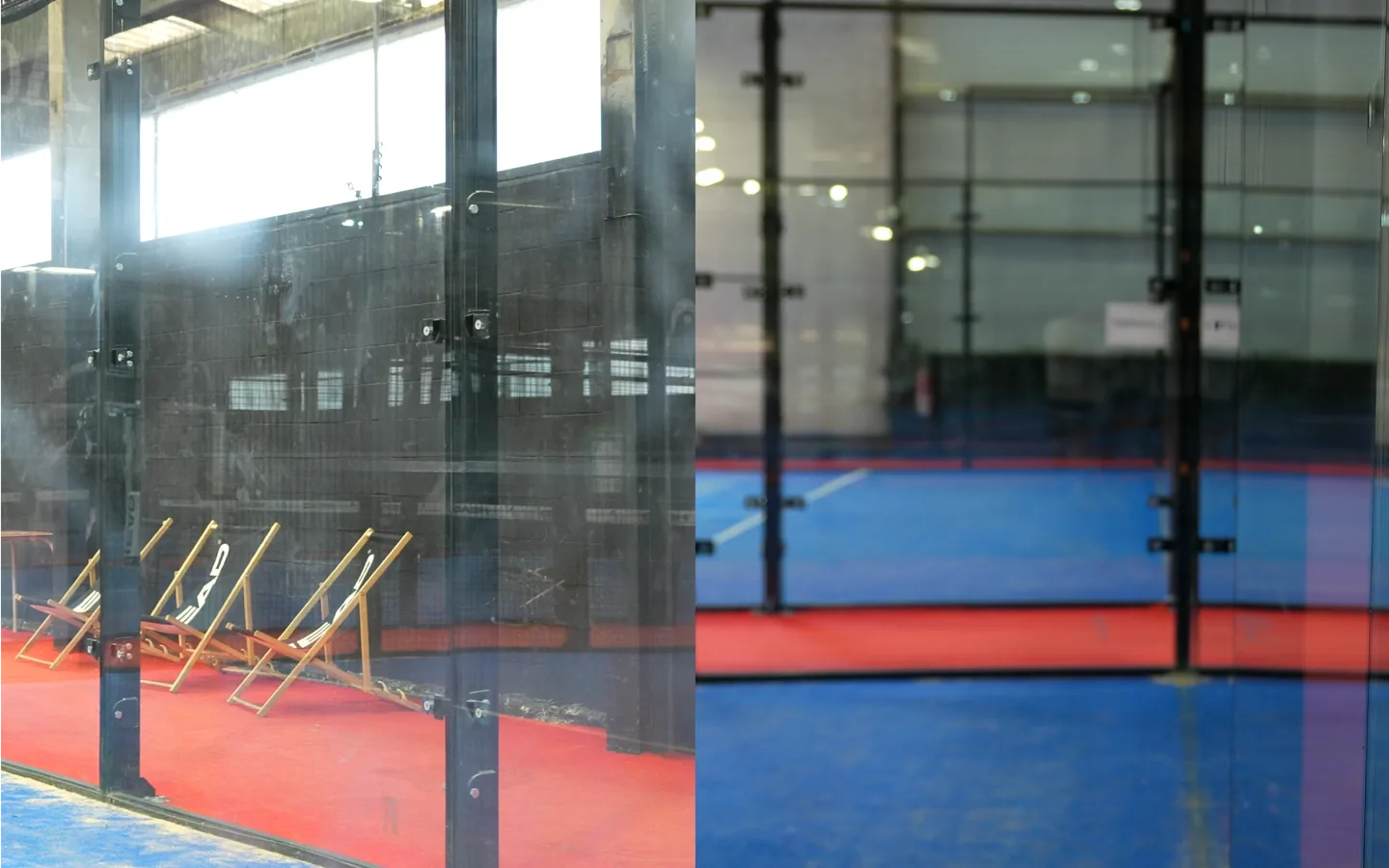 Nettoyage des vitres d'un terrain de padel
